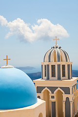 Image showing Old church domes in Santorini