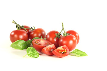 Image showing Tomatoes and basil