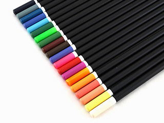 Image showing Colored Pencil Tops on White