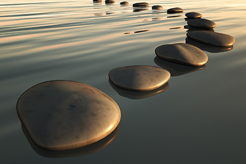 Image showing step stones sunset