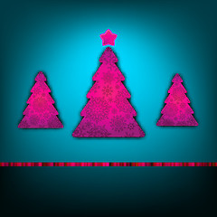 Image showing Christmas trees card template. EPS 8