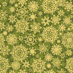 Image showing Green christmas pattern with snowflakes. EPS 8