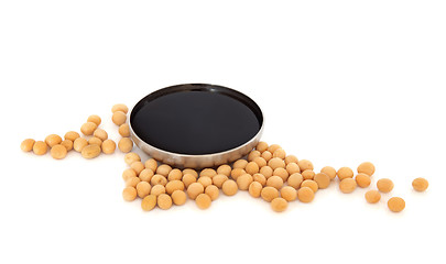Image showing Soya Beans and Soy Sauce