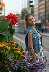 Image showing portrait of a girl in a denim vest