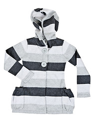Image showing children's striped sweater with a hood
