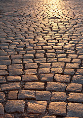 Image showing stone pavement in evening sunlight