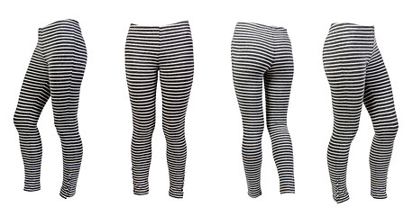 Image showing four gray striped leggings