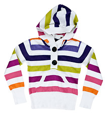 Image showing children's striped sweater with a hood