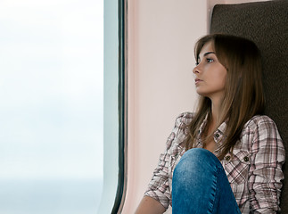 Image showing pensive woman