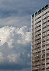 Image showing High building and bulk cumulus