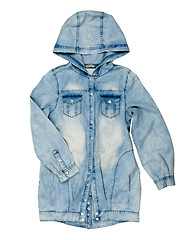 Image showing blue denim jacket with a hood