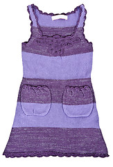 Image showing purple knitted baby dress with pockets