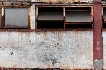 Image showing Old abandoned industrial building with windows