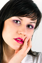 Image showing Beautiful young woman with attractive makeup