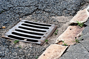 Image showing Sewer drain on road