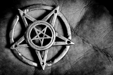 Image showing Pentagram in hand macro shot 