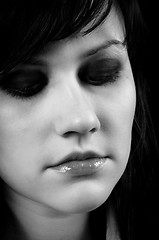 Image showing Depressed young woman in black and white