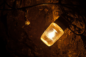 Image showing Old electric light in cavern