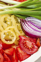 Image showing Fresh vegetables sliced up and ready to be served