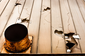 Image showing Industrial background with broken glass and ventillation shaft