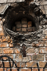 Image showing Hole in abandoned brick wall