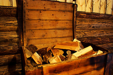 Image showing Foto of firewood in old wood chest