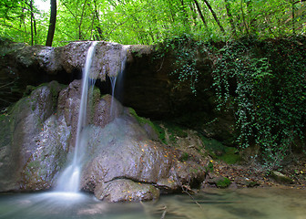 Image showing Waterfall in summer