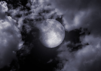 Image showing full moon in clouds