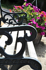 Image showing Bench and Flowers