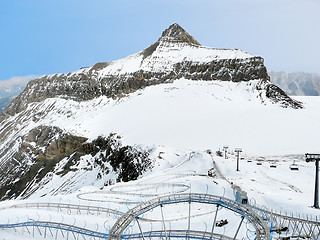 Image showing Winter in the alps with an attraction included 