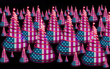 Image showing christmas forest with USA flag 