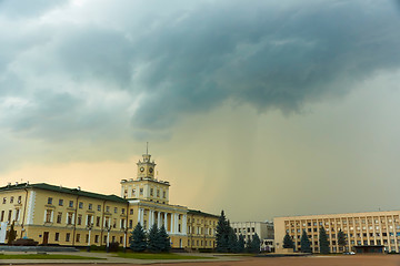 Image showing Storm clouds over buildings
