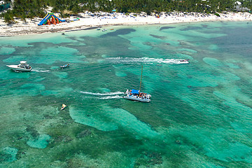 Image showing Boats and beach from above