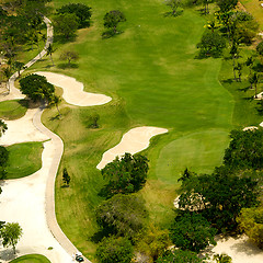 Image showing Elevevated view of golf course