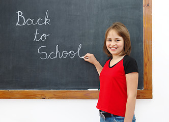 Image showing Elementary writing Back to School on chalkboard