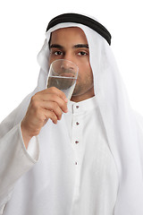 Image showing Arab man drinking pure fresh water