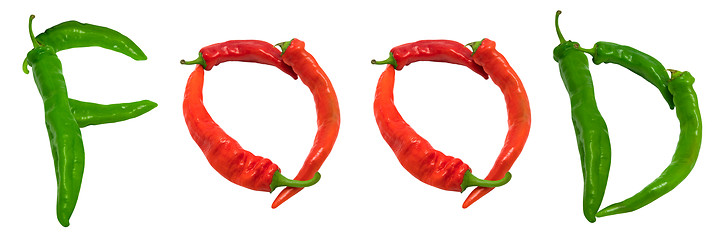 Image showing FOOD text composed of chili peppers