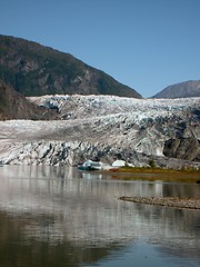 Image showing Glacier touching meltwater lake in Alaska.