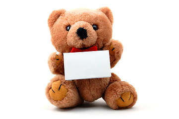 Image showing isolated teddy with blank sheet