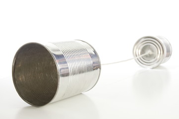 Image showing tin or can telephone