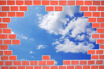 Image showing brick wall and sky