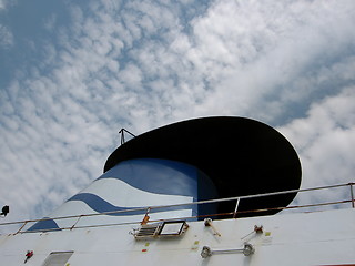 Image showing Ferry Smokestack with Cloud Backdrop