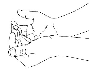 Image showing Begging hands (Outline Drawing)