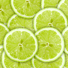 Image showing Abstract green background with citrus-fruit of lime slices