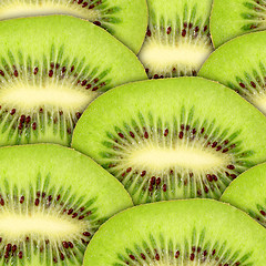 Image showing Abstract green background with raw kiwi slices
