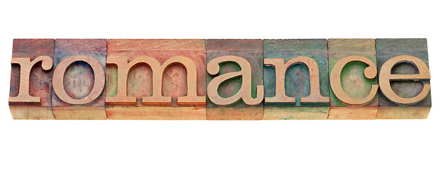 Image showing romance in letterpress type