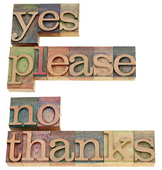 Image showing yes please, no thanks