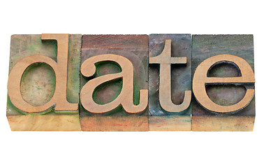Image showing date word in letterpress type