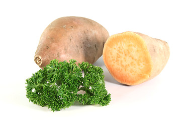 Image showing Sweet potatoes with parsley