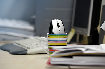 Image showing Computer mouse inside a mug